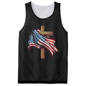 American Flag Christian Cross Jesus Patriotic Mesh Reversible Basketball Jersey Tank