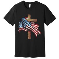 American Flag Christian Cross Jesus Patriotic Premium T-Shirt