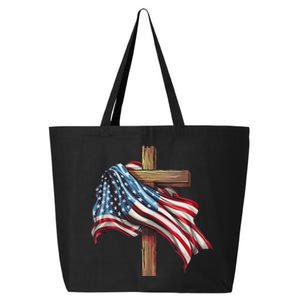 American Flag Christian Cross Jesus Patriotic 25L Jumbo Tote