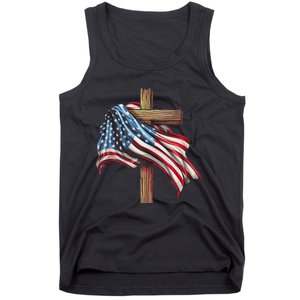 American Flag Christian Cross Jesus Patriotic Tank Top