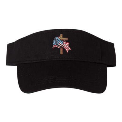 American Flag Christian Cross Jesus Patriotic Valucap Bio-Washed Visor