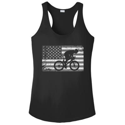 American Flag Cycling USA Bike Cyclists Gift Ladies PosiCharge Competitor Racerback Tank