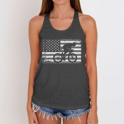 American Flag Cycling USA Bike Cyclists Gift Women's Knotted Racerback Tank