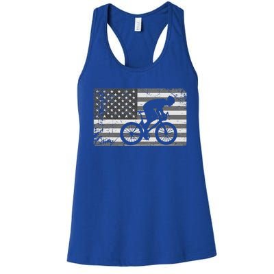 American Flag Cycling USA Bike Cyclists Gift Women's Racerback Tank