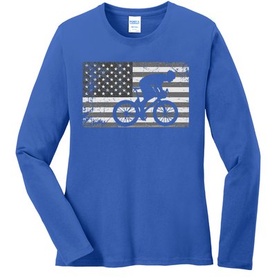 American Flag Cycling USA Bike Cyclists Gift Ladies Long Sleeve Shirt