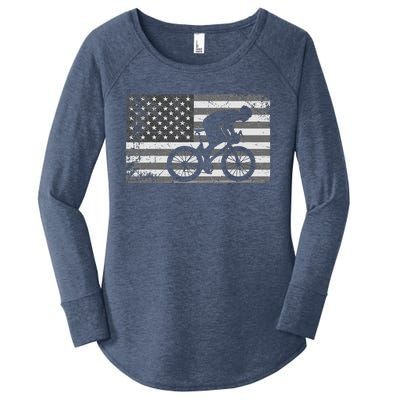 American Flag Cycling USA Bike Cyclists Gift Women's Perfect Tri Tunic Long Sleeve Shirt