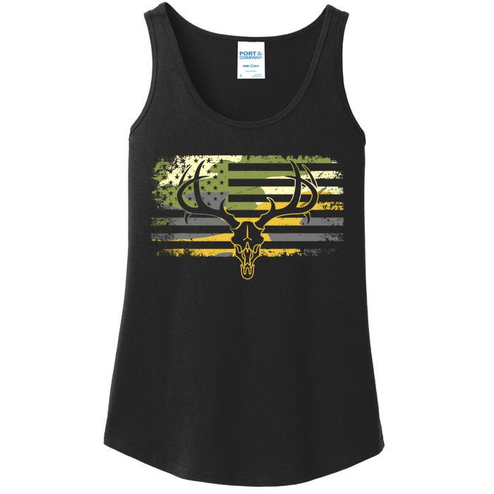 American Flag Camouflage Outdoor Antlers Deer Ladies Essential Tank