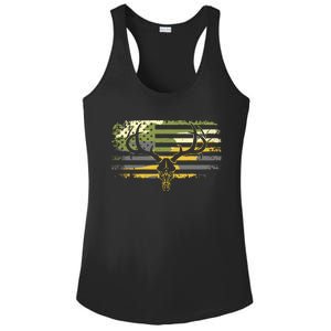 American Flag Camouflage Outdoor Antlers Deer Ladies PosiCharge Competitor Racerback Tank