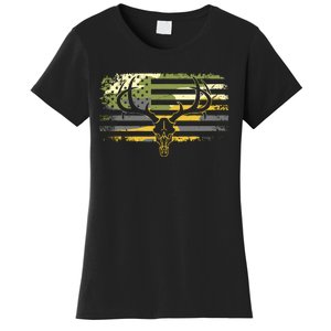 American Flag Camouflage Outdoor Antlers Deer Women's T-Shirt