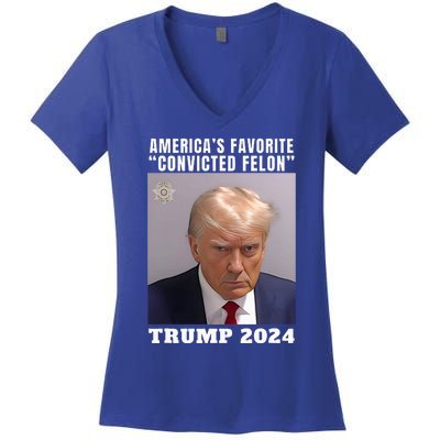 Americas Favorite Convicted Felon Protrump Women's V-Neck T-Shirt