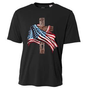 American Flag Christian Cross Jesus 4th Of July Cooling Performance Crew T-Shirt