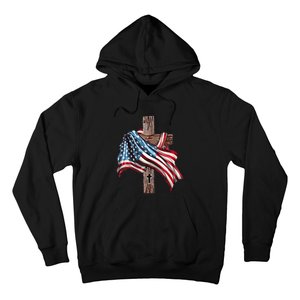 American Flag Christian Cross Jesus 4th Of July Hoodie