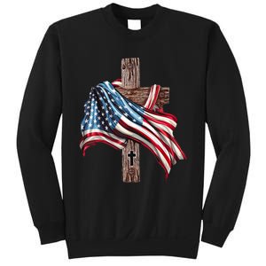 American Flag Christian Cross Jesus 4th Of July Sweatshirt