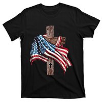 American Flag Christian Cross Jesus 4th Of July T-Shirt