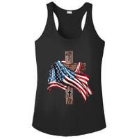 American Flag Christian Cross Jesus 4th Of July Ladies PosiCharge Competitor Racerback Tank