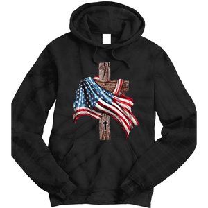 American Flag Christian Cross Jesus 4th Of July Tie Dye Hoodie