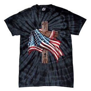 American Flag Christian Cross Jesus 4th Of July Tie-Dye T-Shirt