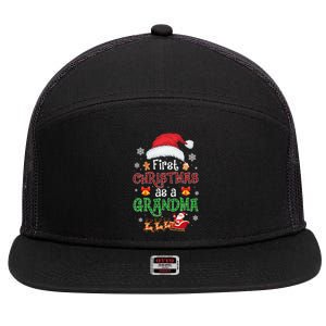 Announcet First Christmas As A Grandma Matching Family Gift 7 Panel Mesh Trucker Snapback Hat