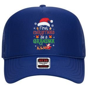 Announcet First Christmas As A Grandma Matching Family Gift High Crown Mesh Back Trucker Hat