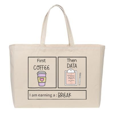 Aba First Coffee Then Data Funny Coffee Cotton Canvas Jumbo Tote