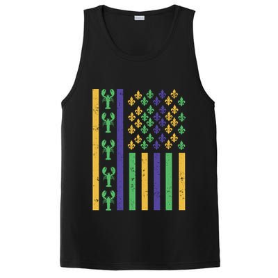 American Flag Carnival Crawfish Mardi Gras Fleur De Lys Great Gift PosiCharge Competitor Tank