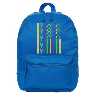 American Flag Carnival Crawfish Mardi Gras Fleur De Lys Great Gift 16 in Basic Backpack