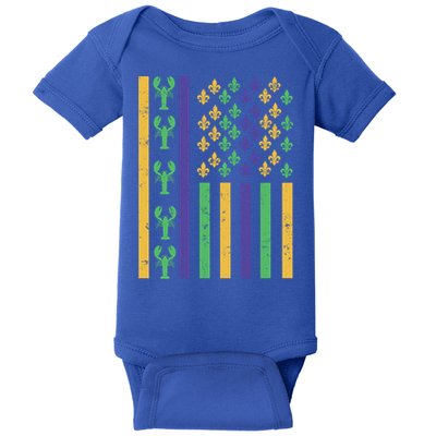 American Flag Carnival Crawfish Mardi Gras Fleur De Lys Great Gift Baby Bodysuit