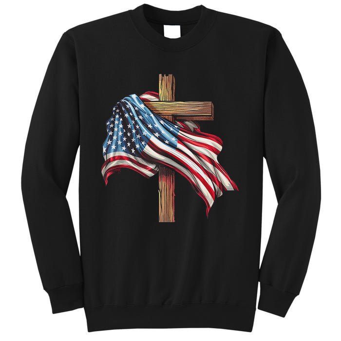 American Flag Christian Cross Jesus 4th Of July Patriotic Sweatshirt