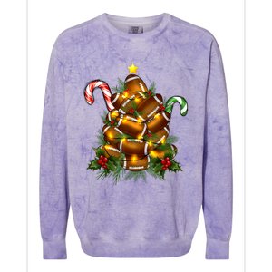 American Football Christmas Tree Christmas Pajamas Colorblast Crewneck Sweatshirt