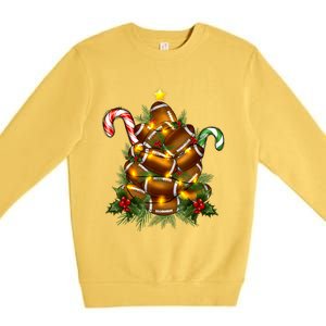 American Football Christmas Tree Christmas Pajamas Premium Crewneck Sweatshirt