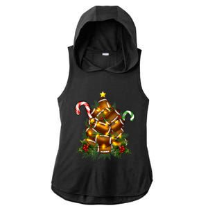 American Football Christmas Tree Christmas Pajamas Ladies PosiCharge Tri-Blend Wicking Draft Hoodie Tank