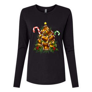 American Football Christmas Tree Christmas Pajamas Womens Cotton Relaxed Long Sleeve T-Shirt