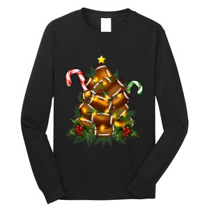 American Football Christmas Tree Christmas Pajamas Long Sleeve Shirt