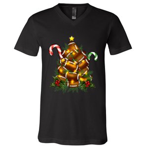 American Football Christmas Tree Christmas Pajamas V-Neck T-Shirt