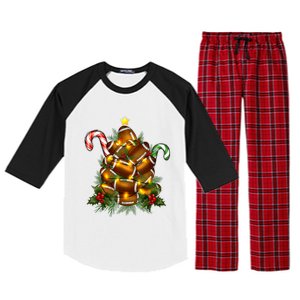 American Football Christmas Tree Christmas Pajamas Raglan Sleeve Pajama Set