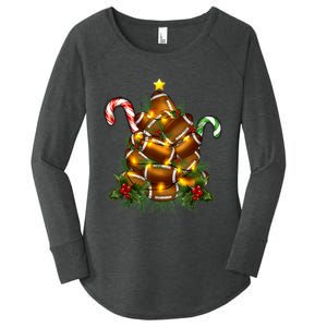 American Football Christmas Tree Christmas Pajamas Women's Perfect Tri Tunic Long Sleeve Shirt