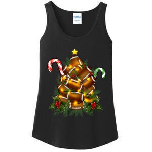 American Football Christmas Tree Christmas Pajamas Ladies Essential Tank