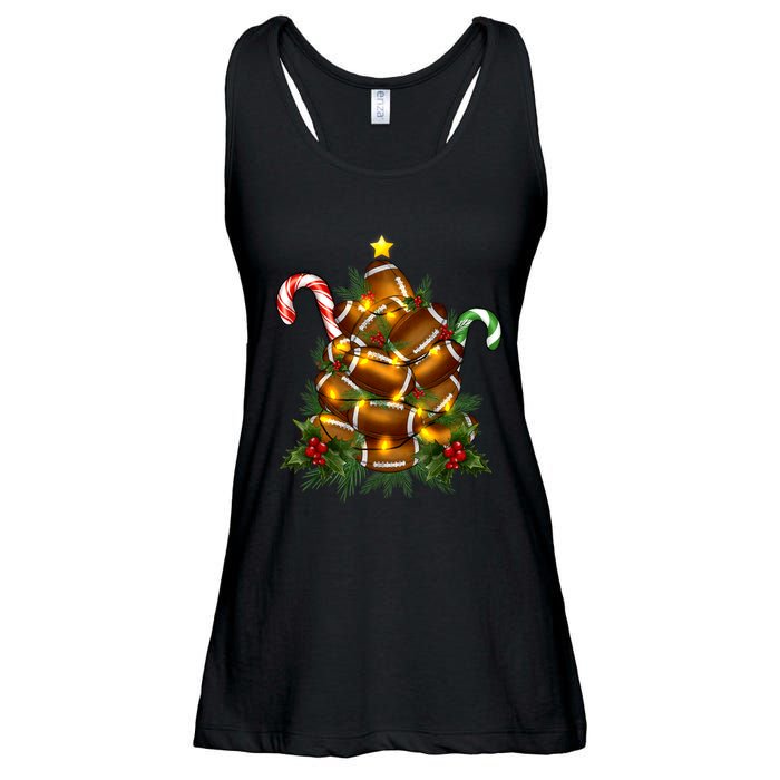 American Football Christmas Tree Christmas Pajamas Ladies Essential Flowy Tank