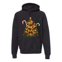 American Football Christmas Tree Christmas Pajamas Premium Hoodie