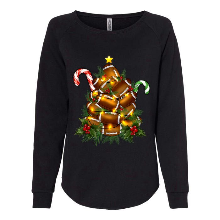 American Football Christmas Tree Christmas Pajamas Womens California Wash Sweatshirt