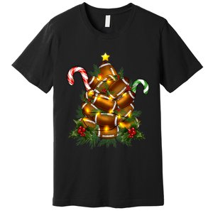 American Football Christmas Tree Christmas Pajamas Premium T-Shirt