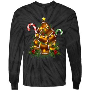 American Football Christmas Tree Christmas Pajamas Tie-Dye Long Sleeve Shirt