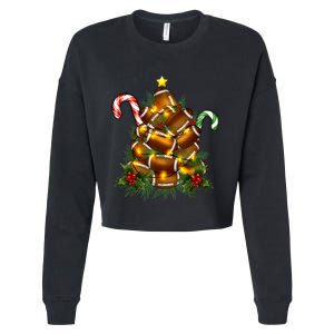 American Football Christmas Tree Christmas Pajamas Cropped Pullover Crew