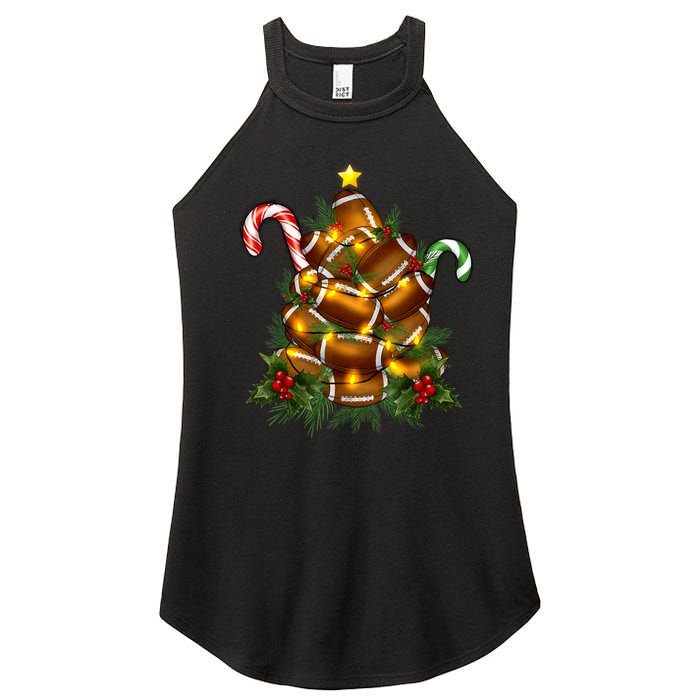 American Football Christmas Tree Christmas Pajamas Women's Perfect Tri Rocker Tank