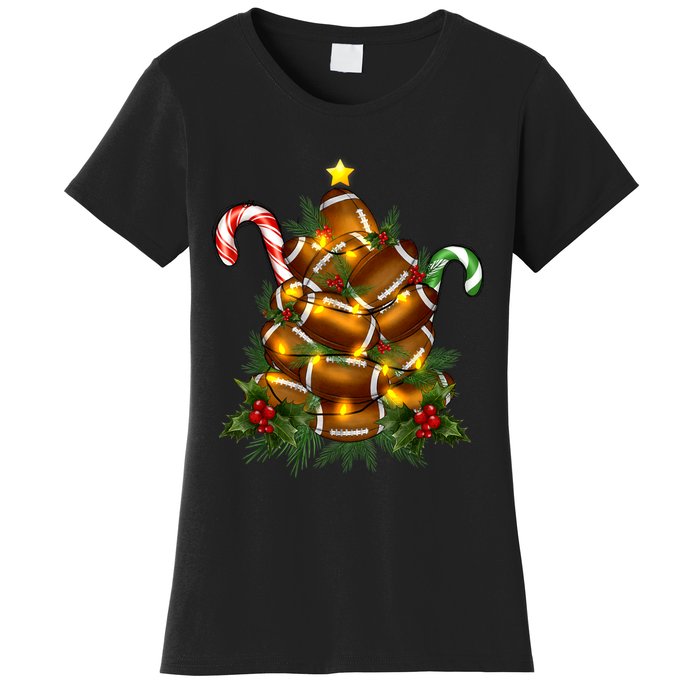 American Football Christmas Tree Christmas Pajamas Women's T-Shirt