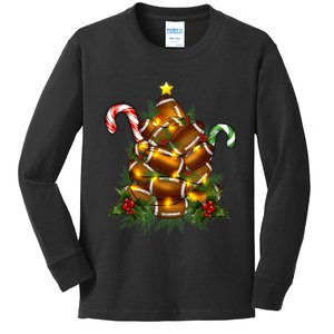 American Football Christmas Tree Christmas Pajamas Kids Long Sleeve Shirt