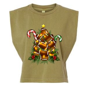 American Football Christmas Tree Christmas Pajamas Garment-Dyed Women's Muscle Tee