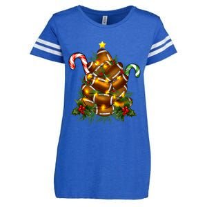 American Football Christmas Tree Christmas Pajamas Enza Ladies Jersey Football T-Shirt