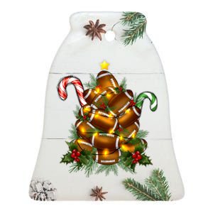 American Football Christmas Tree Christmas Pajamas Ceramic Bell Ornament