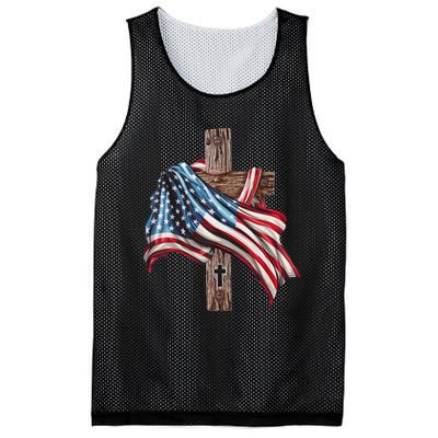 American Flag Christian Cross Jesus 4th Of July Women Mesh Reversible Basketball Jersey Tank